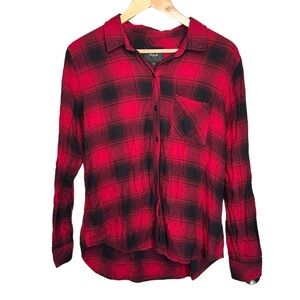 Rails Shirt Size Medium Womens Red Black Hunter Button Up Plaid Flannel Western